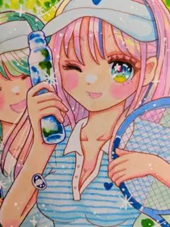オリジナル手描きイラスト原画「さわやかラムネ」