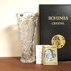 クリスタル花瓶 フラワーパターン 付属品あり ボヘミアングラス