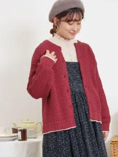 Samansa Mos2 ラーベン編み前後2WAYニット レッド