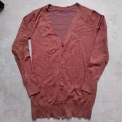 KURICA ブラウン Vネック ロング カーディガン