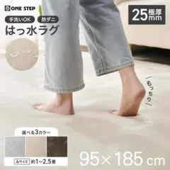 在庫僅か 撥水ラグ 95×185cm 低反発25mm 床暖対応 グレーベージュのサムネイル