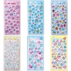 6枚セットしずくちゃん 立体 ぷくぷくシール 3Dシール ステッカー 立体シール