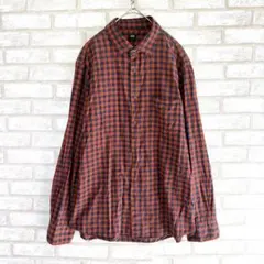 UNIQLO ユニクロ　チェック柄シャツ　赤　綿100 メンズ　L