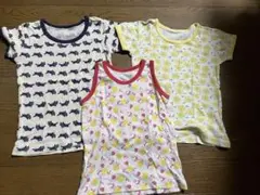 猫柄・フルーツ柄シャツ肌着3点セット 90