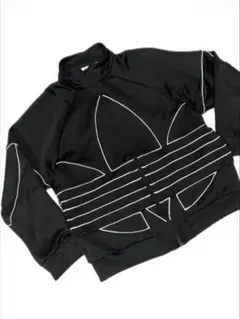 ＊月初【アディダス】トレフォイル 両面 デカロゴ ジャージ ブラック 黒 XL