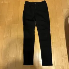 ユニクロ 黒 スリム テーパード ハイライズ ezy デニム ボタン付 Lサイズ