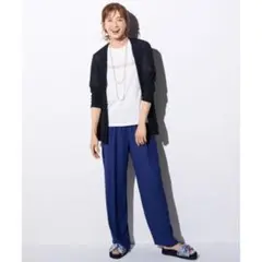 23区S洗えるバックサテンジョーゼット ドロスト パンツ 希少サイズ30のサムネイル