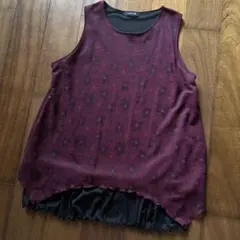 平成レトロ 花柄 ノースリーブ ベストチュニック