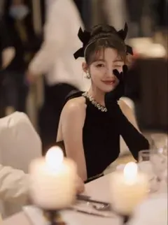 二次会ドレス　ウェディングドレス　ドレス　ロング　ブラック　キラキラ