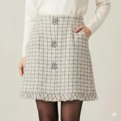 31 Sons de mode　ツイード　チェック　ウール混　ミニスカート　38