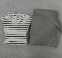 UNIQLO ボーダー長袖トップスとグレートップス2枚セット M
