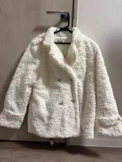 ホワイト ボア ダブルブレストジャケット