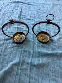 アンティーク　燭台　キャンドルホルダー　真鍮製　2個