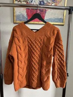 【ひな祭セール】 AZUL by MOUSSY オレンジ Vネック セーター S