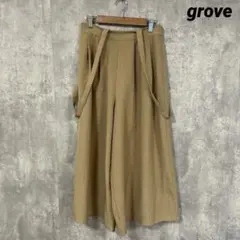 grove グローブ　サスペンダー付き　ガウチョパンツ　ベージュ　Mサイズ