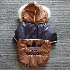 adidas フード付きダウンジャケット ブラウン/ネイビー L
