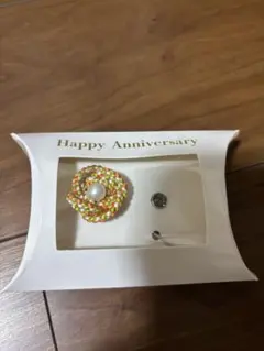 花形ブローチ パール付き