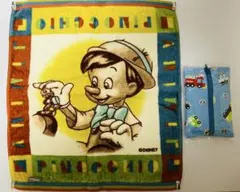 ディズニーピノキオ タオルハンカチ おまけポケットティッシュカバー付き【未使用】