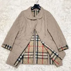 バーバリーロンドン　キルティングコート　48大きい4XL　メガチェック　ベージュ