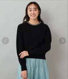 最終価格【美品】 ✨アンタイトル　パール調クルーネックニット　定価¥22000
