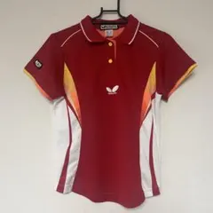 バタフライ 卓球ウェア ユニフォーム 赤 オレンジ 白 レディースM