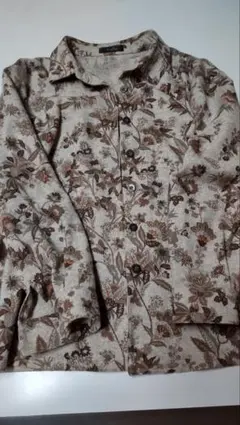 レリアン 花柄 長袖シャツブラウス 13号サイズ（ウール90%）