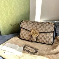 GUCCI レディース GGマーモントGGキャンバス ショルダーバッグ 美品