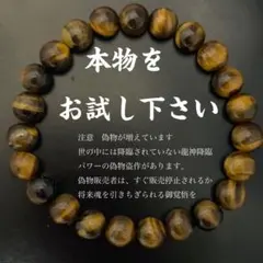 タイガーアイブレスレット天然石 金龍神様　本物　龍神様　金運や財運　霊石開運