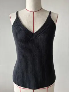 リブ編み ブラック キャミソール
