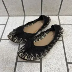 フラットシューズ　バレエシューズ　ニットシューズ　手編み