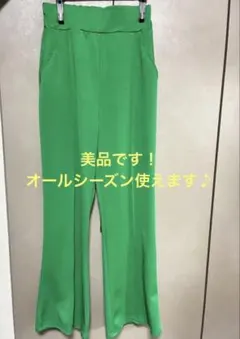 美品！グリーンレディースパンツ　サイドポケット付き！のサムネイル
