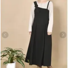 Wcloset ワンショルダー風ジャンスカ　ワンピース　ベロア素材　ブラック