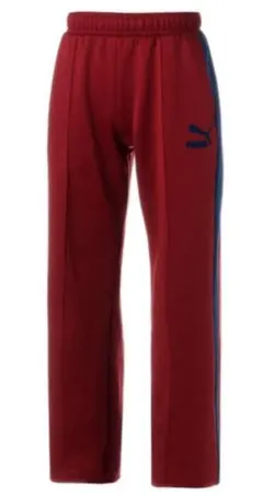 PUMA 赤 トラックパンツ　サイドストライプ青