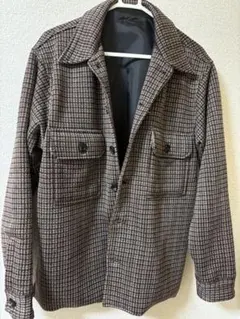 ブラウン チェック柄 カジュアルジャケット　Mサイズ
