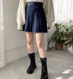 Heather ベルト付きプリーツミニスカート