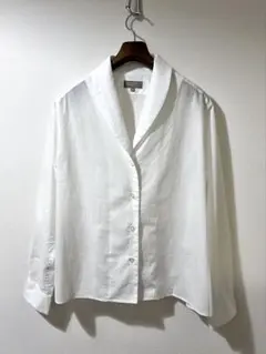 MARGARET HOWELL ショールカラー 長袖シャツ ホワイト、コットン
