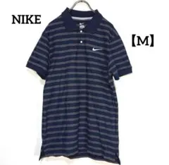 NIKE【M】ボーダーポロシャツ ブランドロゴ刺繍入り
