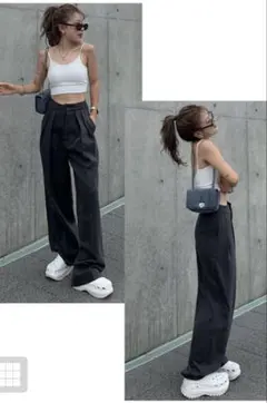 ［新品未使用］GRL ダブルタックワイドパンツ ［pm370］