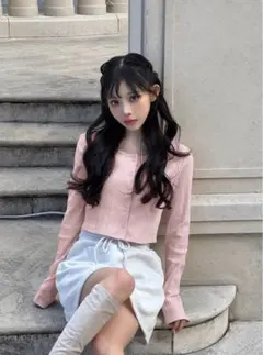 グレイル クロップド丈リブカーディガン