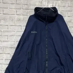コロンビア　ナイロンジャケット中綿ネイビー2XL ロゴ刺繍アウトドア0115