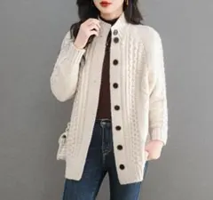 上品 カーディガン 長袖 レディース トップス ニットカーディガン ベージュ