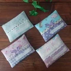 ハンドメイド　⑥ミニポケットティッシュケース4枚セット　ポケットティッシュカバー