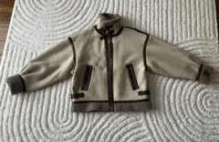 ベージュ ムートンコート ジッパー付き