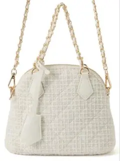 GRL 2Wayストラップ付きキルティングツイードミニバッグ ホワイト