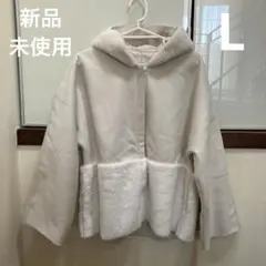 新品☆フェイクファー☆フェイクスエード☆切り替えコート☆ジャケット☆サイズ Lのサムネイル