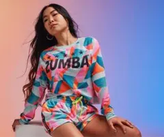 Zumba ロングスリーブ メッシュ トップス マルチカラー クロップド S