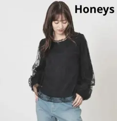 Honeys チュール刺繍トップスM