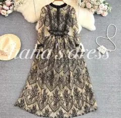 総レース ロングワンピース 二次会 演奏会 パーティードレス お呼ばれ 上品 M