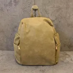 【リュック】 カーキ ベージュ 無地 ポケット 新品 美品 レディース