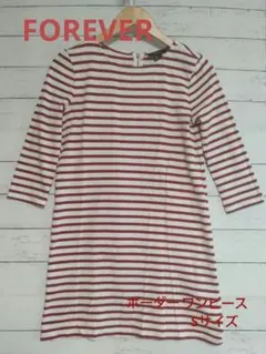 FOREVER21✨赤✕白✨ボーダー✨ミニワンピース✨ワンピース✨七分袖✨S✨